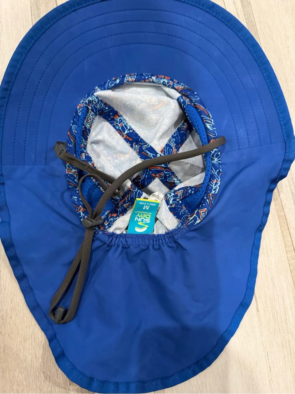 Sunday afternoons Kids Blue Fish Print Sun Hat